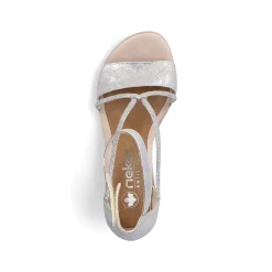 Rieker Heeled Shoes-Women'S Strappy Sandals Silver Metallic