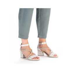 Rieker Heeled Shoes-Women'S Strappy Sandals Silver Metallic