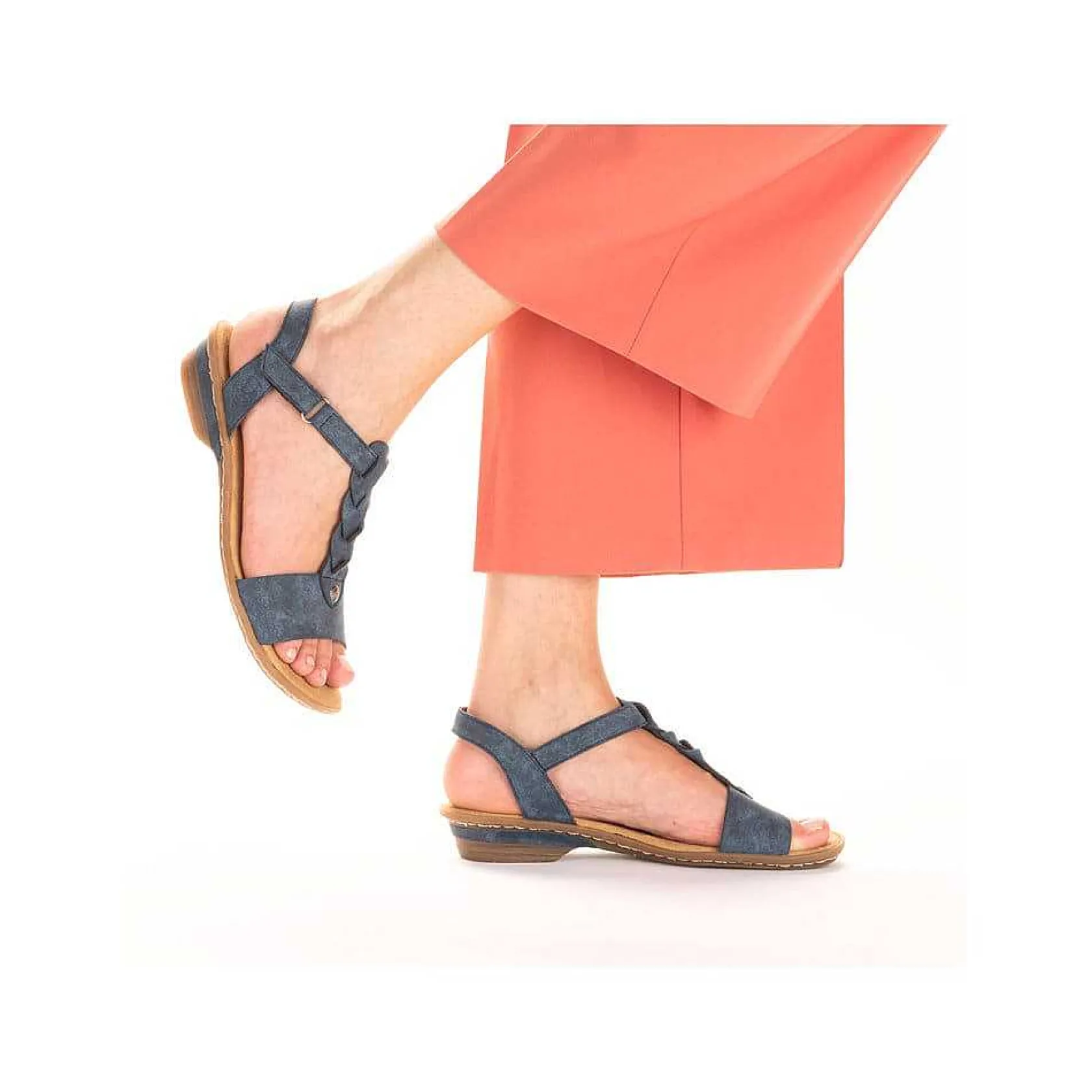 Rieker Heeled Shoes-Women'S Strappy Sandals Pacific Blue