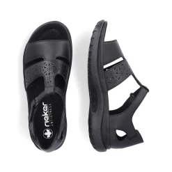 Rieker Sandals & Sandals-Women'S Strappy Sandals Glossy Black