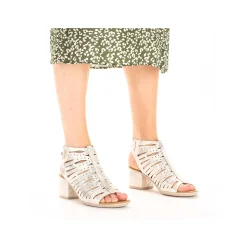Rieker Heeled Shoes-Women'S Strappy Sandals Silver Metallic
