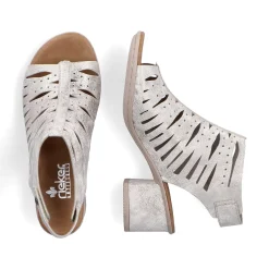 Rieker Heeled Shoes-Women'S Strappy Sandals Silver Metallic