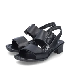 Rieker Summer Shoes-Women'S Strappy Sandals Glossy Black