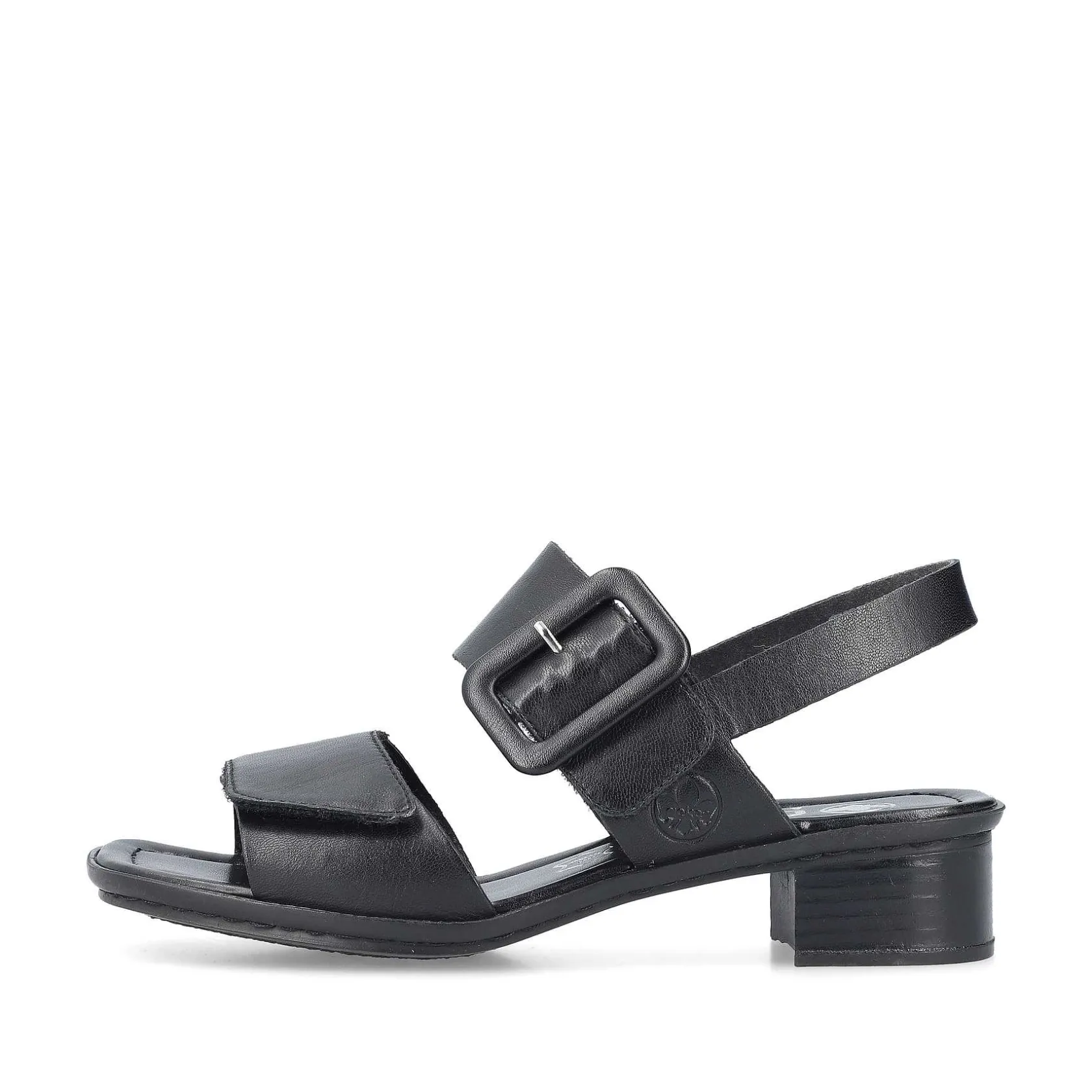 Rieker Summer Shoes-Women'S Strappy Sandals Glossy Black