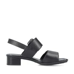 Rieker Summer Shoes-Women'S Strappy Sandals Glossy Black