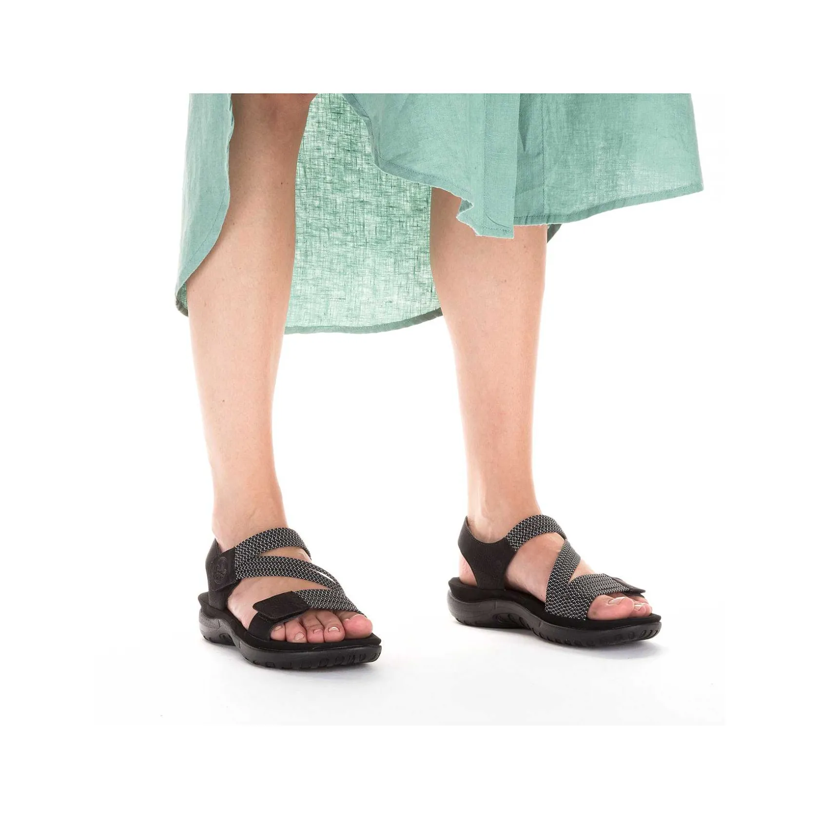 Rieker Vegan-Women'S Strappy Sandals Asphalt Black