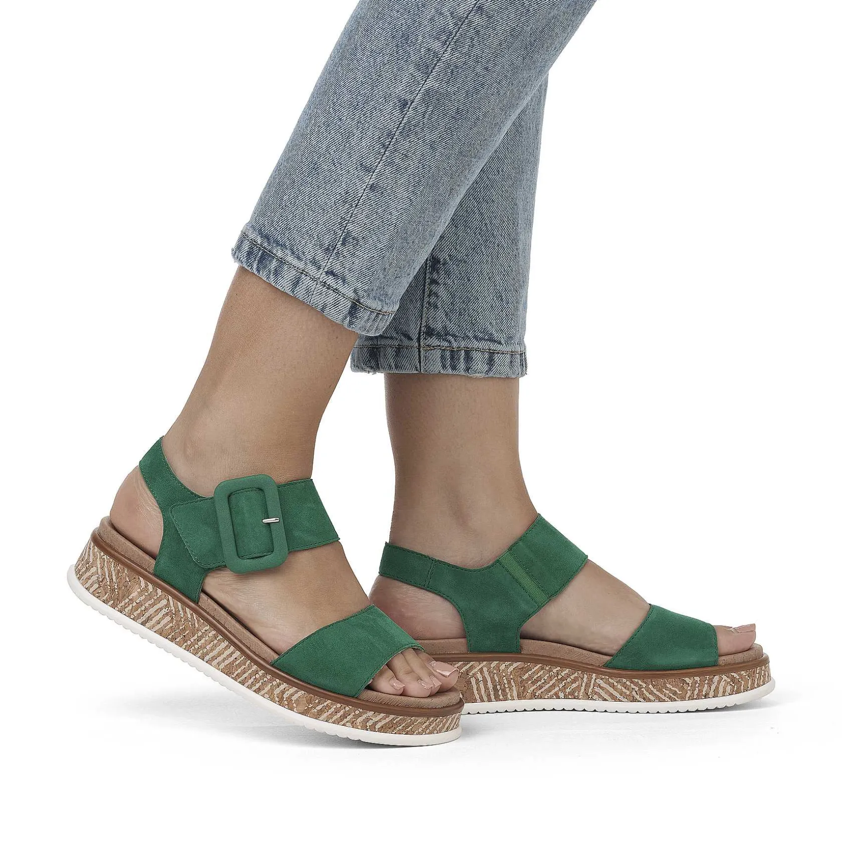 Rieker Colorful Styles-Women'S Strappy Sandals Emerald Green