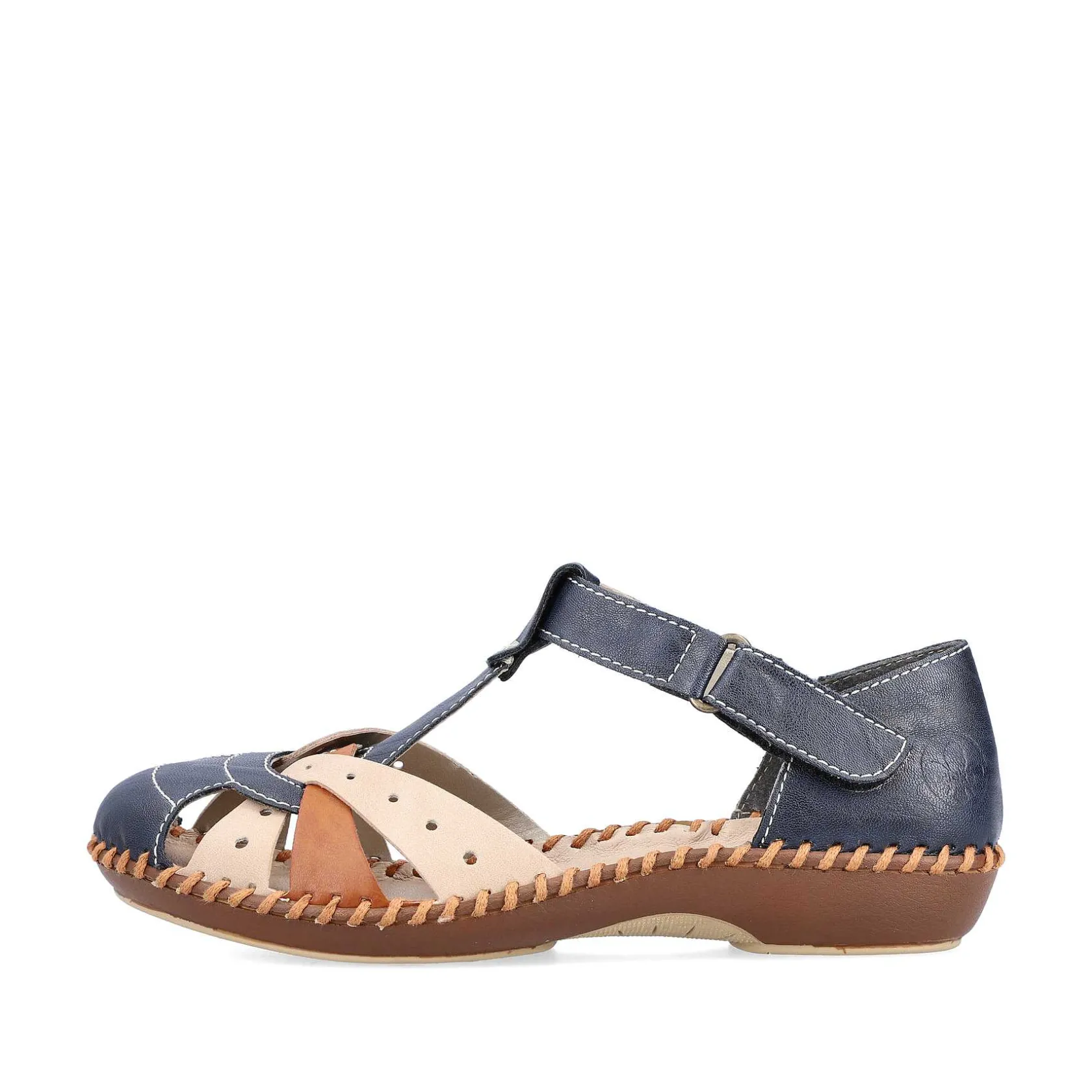 Rieker Sandals & Sandals-Women'S Strappy Sandals Navy Blue-Beige