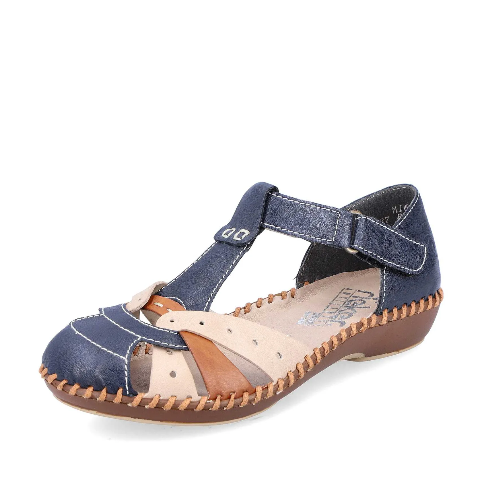 Rieker Sandals & Sandals-Women'S Strappy Sandals Navy Blue-Beige
