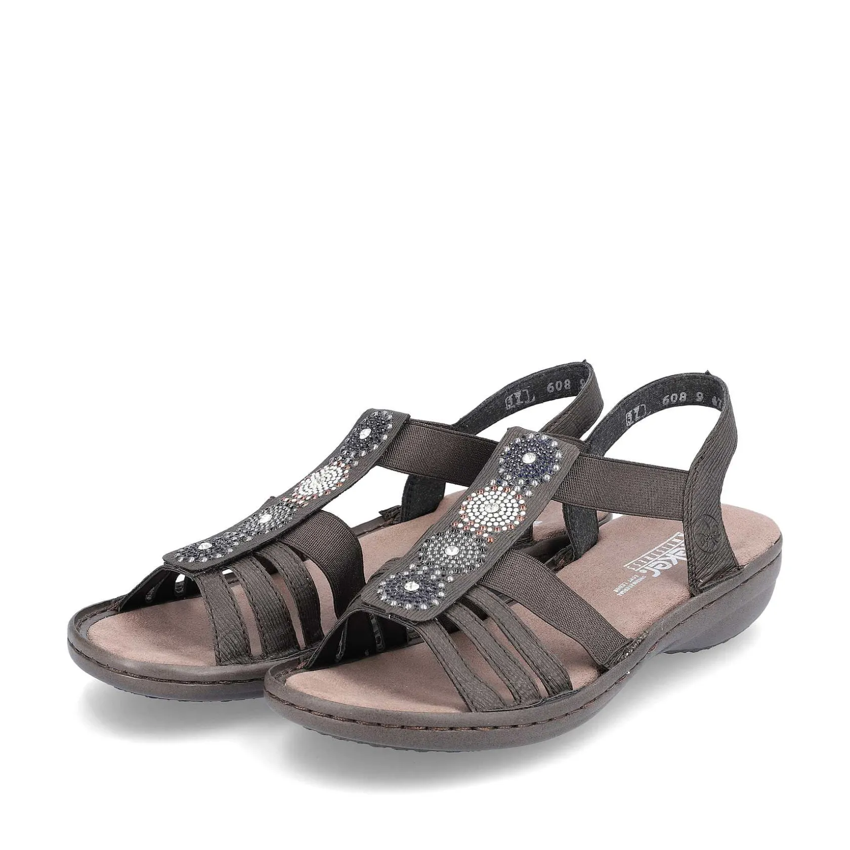 Rieker Sandals & Sandals-Women'S Strappy Sandals Black Gray
