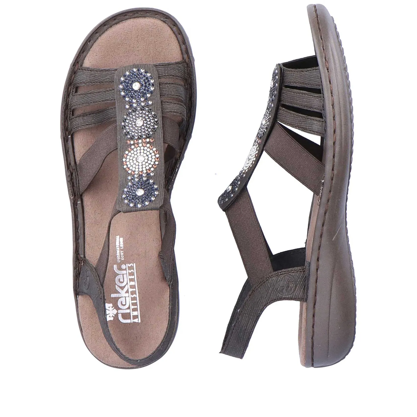 Rieker Sandals & Sandals-Women'S Strappy Sandals Black Gray