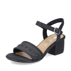 Rieker Heeled Shoes-Women'S Strappy Sandals Asphalt Black