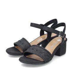 Rieker Heeled Shoes-Women'S Strappy Sandals Asphalt Black