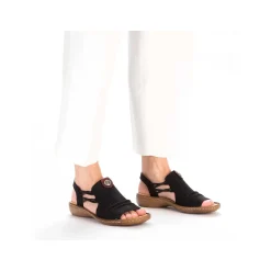 Rieker Sandals & Sandals-Women'S Strappy Sandals Asphalt Black