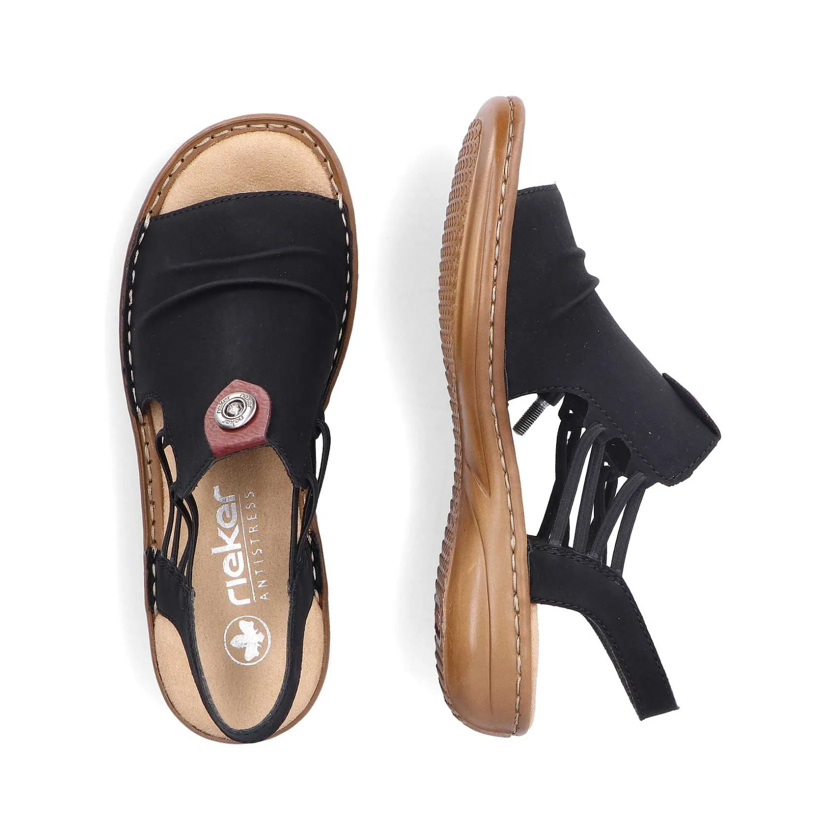 Rieker Sandals & Sandals-Women'S Strappy Sandals Asphalt Black