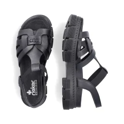 Rieker Vegan-Women'S Strappy Sandals Asphalt Black
