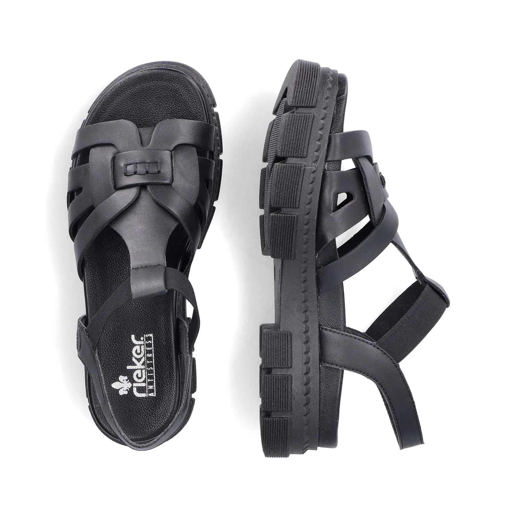 Rieker Vegan-Women'S Strappy Sandals Asphalt Black