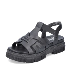 Rieker Vegan-Women'S Strappy Sandals Asphalt Black