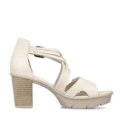 Rieker Heeled Shoes-Women'S Strappy Sandals Cream Beige