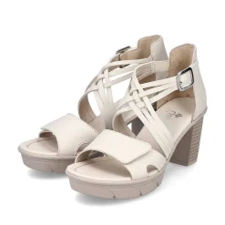 Rieker Heeled Shoes-Women'S Strappy Sandals Cream Beige