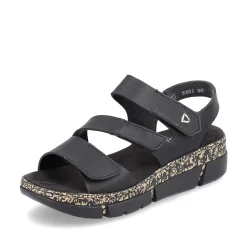 Rieker Vegan-Women'S Strappy Sandals Asphalt Black