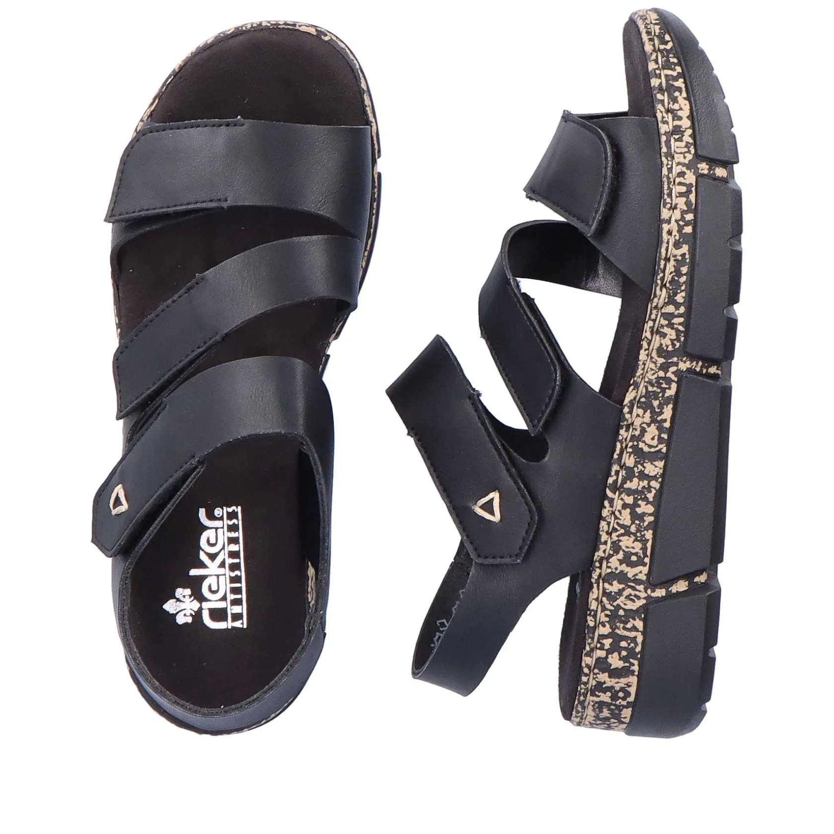 Rieker Vegan-Women'S Strappy Sandals Asphalt Black