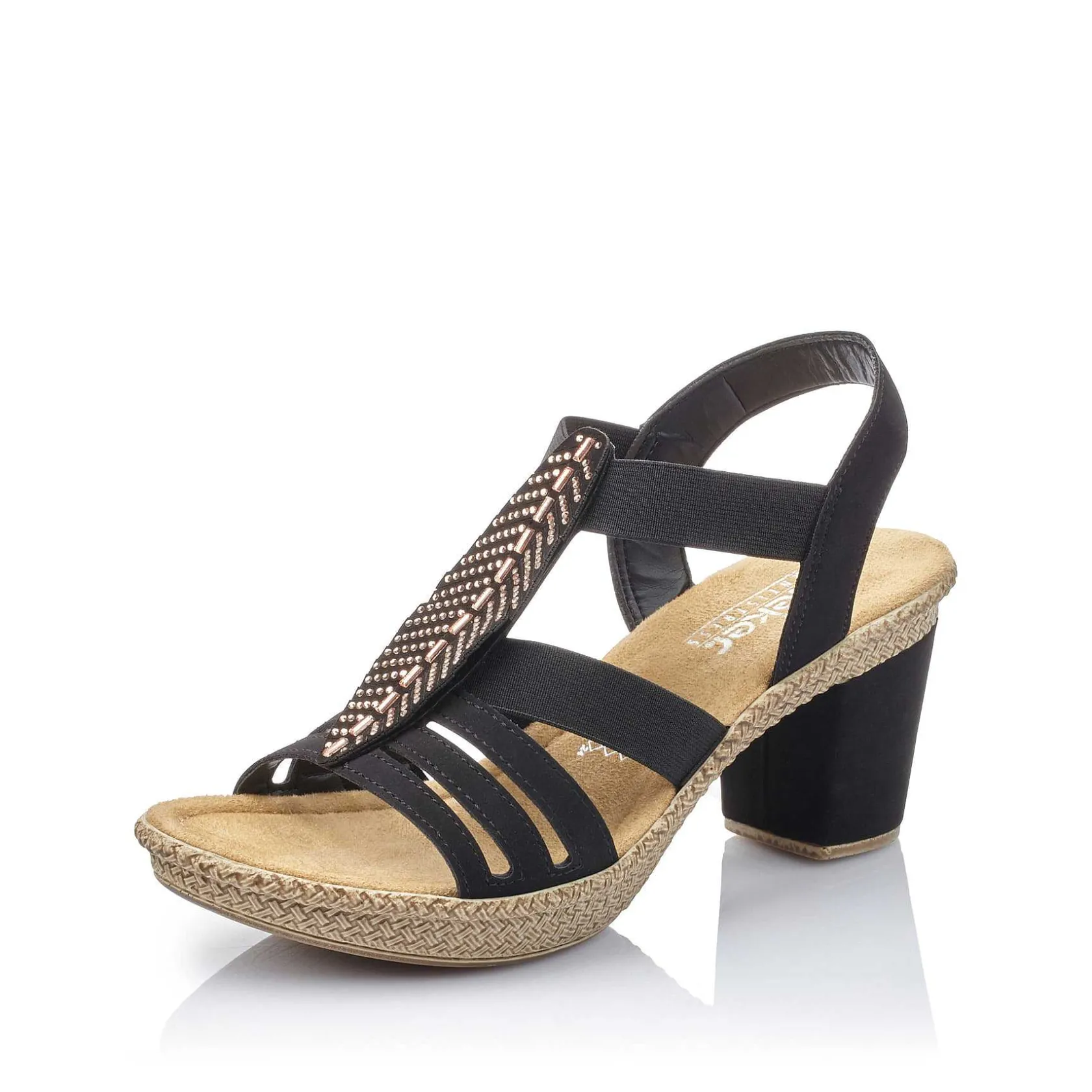Rieker Heeled Shoes-Women'S Strappy Sandals Jet Black
