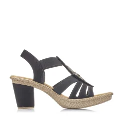 Rieker Heeled Shoes-Women'S Strappy Sandals Jet Black