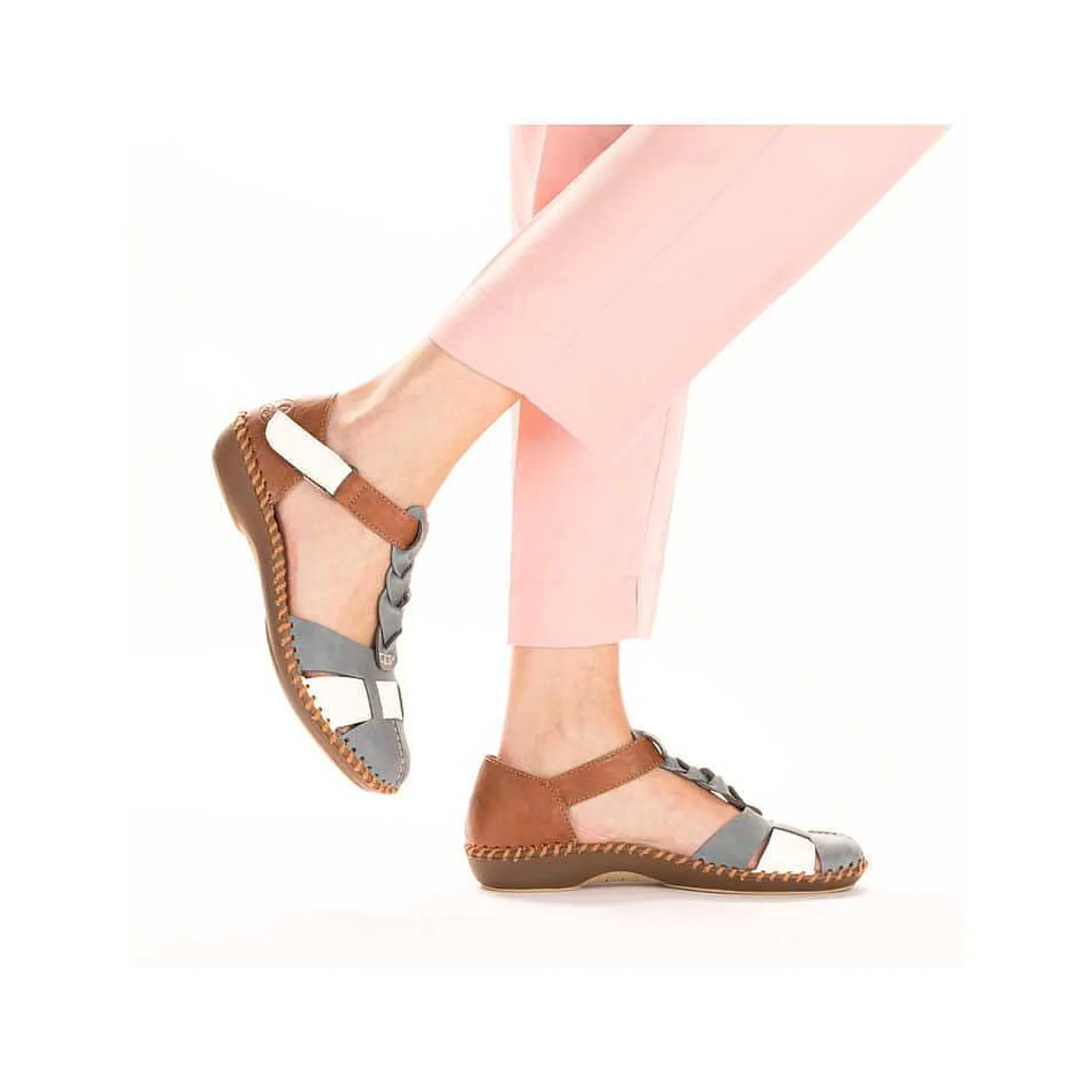 Rieker Sandals & Sandals-Women'S Strappy Sandals Sky Blue-Nut Brown