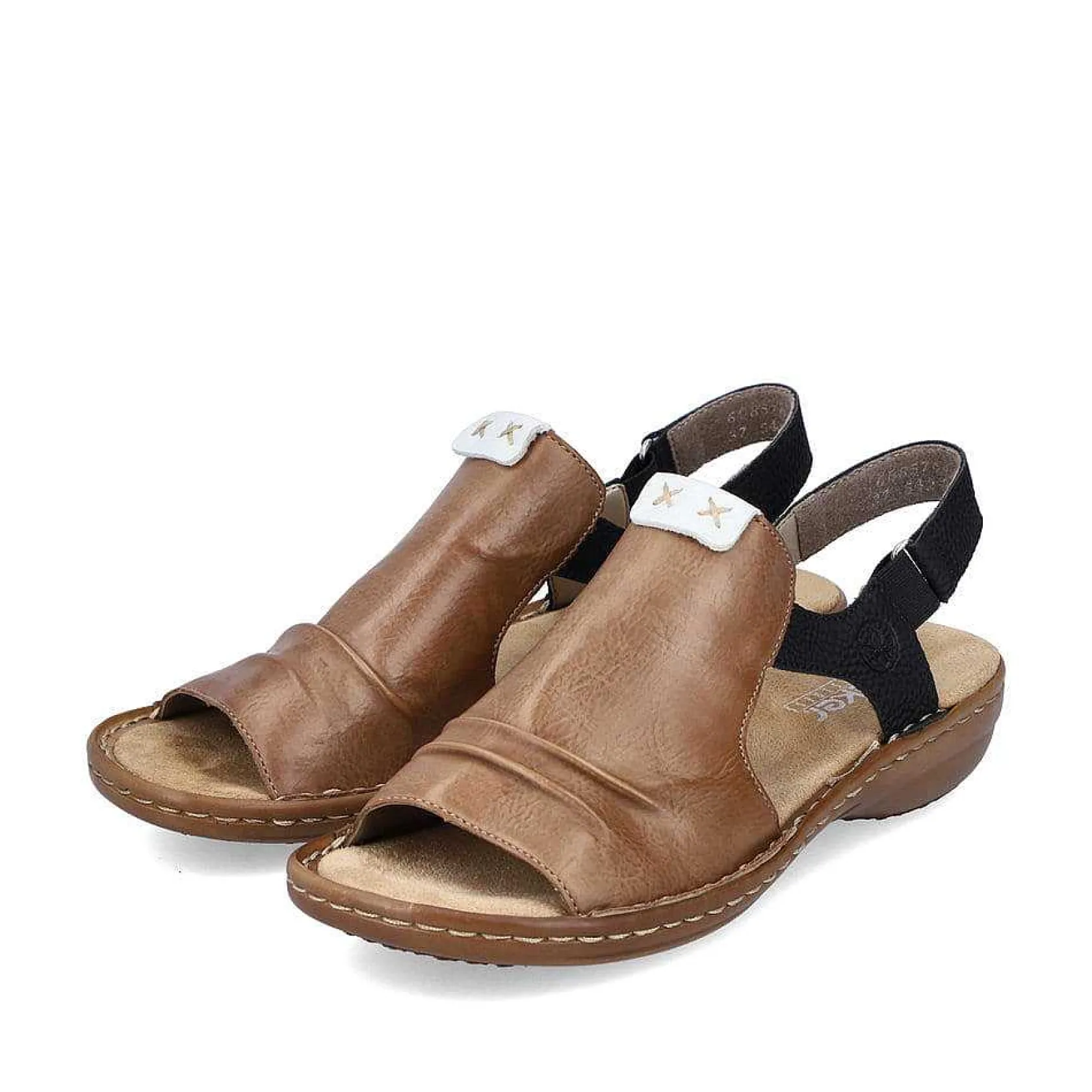 Rieker Sandals & Sandals-Women'S Strappy Sandals Nut Brown-Deep Black
