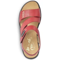Rieker Colorful Styles-Women'S Strappy Sandals Cherry Red