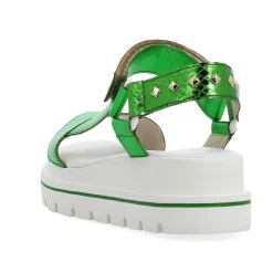Rieker Colorful Styles-Women'S Strappy Sandals Emerald Green Metallic