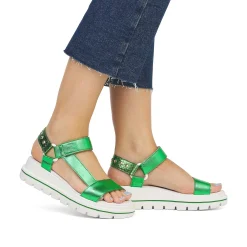 Rieker Colorful Styles-Women'S Strappy Sandals Emerald Green Metallic