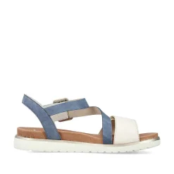 Rieker Sandals & Sandals-Women'S Strappy Sandals Pacific Blue-Old White