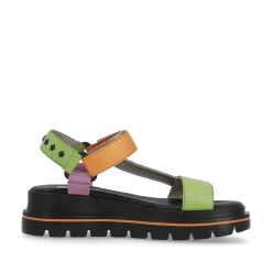 Rieker Colorful Styles-Women'S Strappy Sandals Black-Green-Pink-Orange
