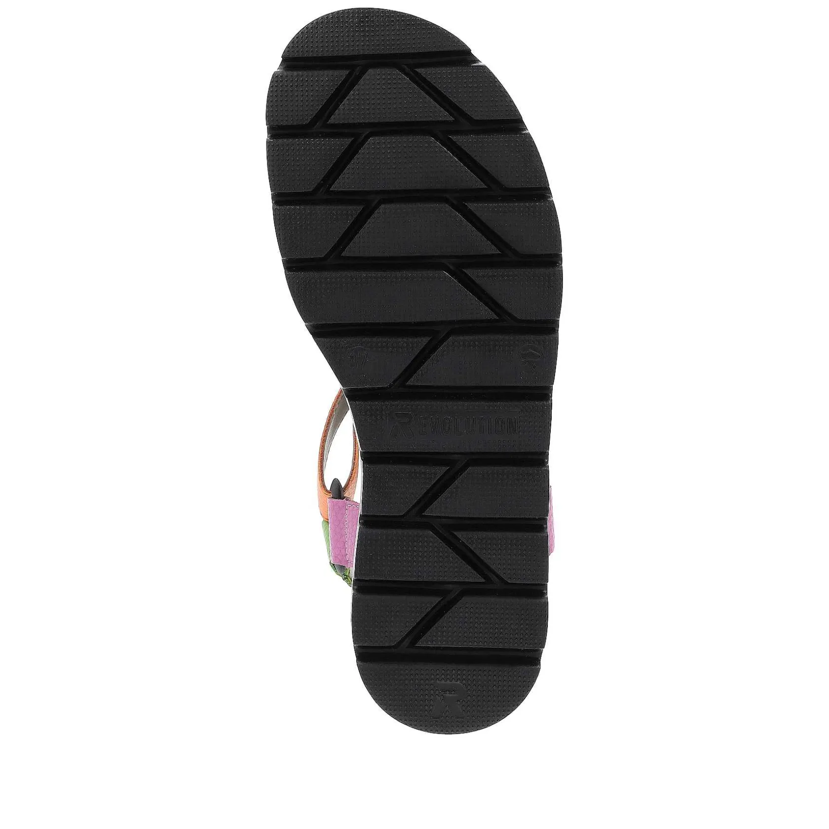 Rieker Colorful Styles-Women'S Strappy Sandals Black-Green-Pink-Orange
