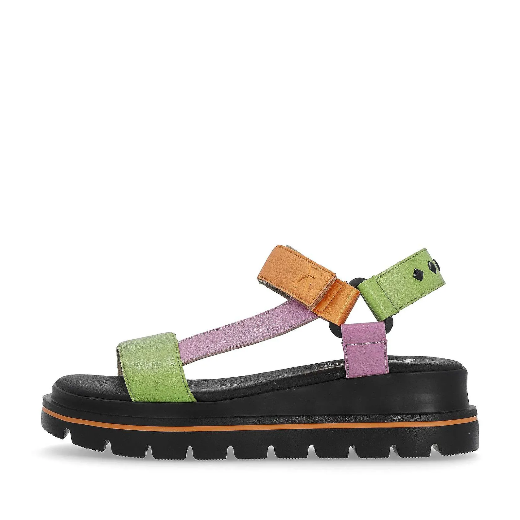 Rieker Colorful Styles-Women'S Strappy Sandals Black-Green-Pink-Orange