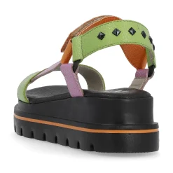 Rieker Colorful Styles-Women'S Strappy Sandals Black-Green-Pink-Orange