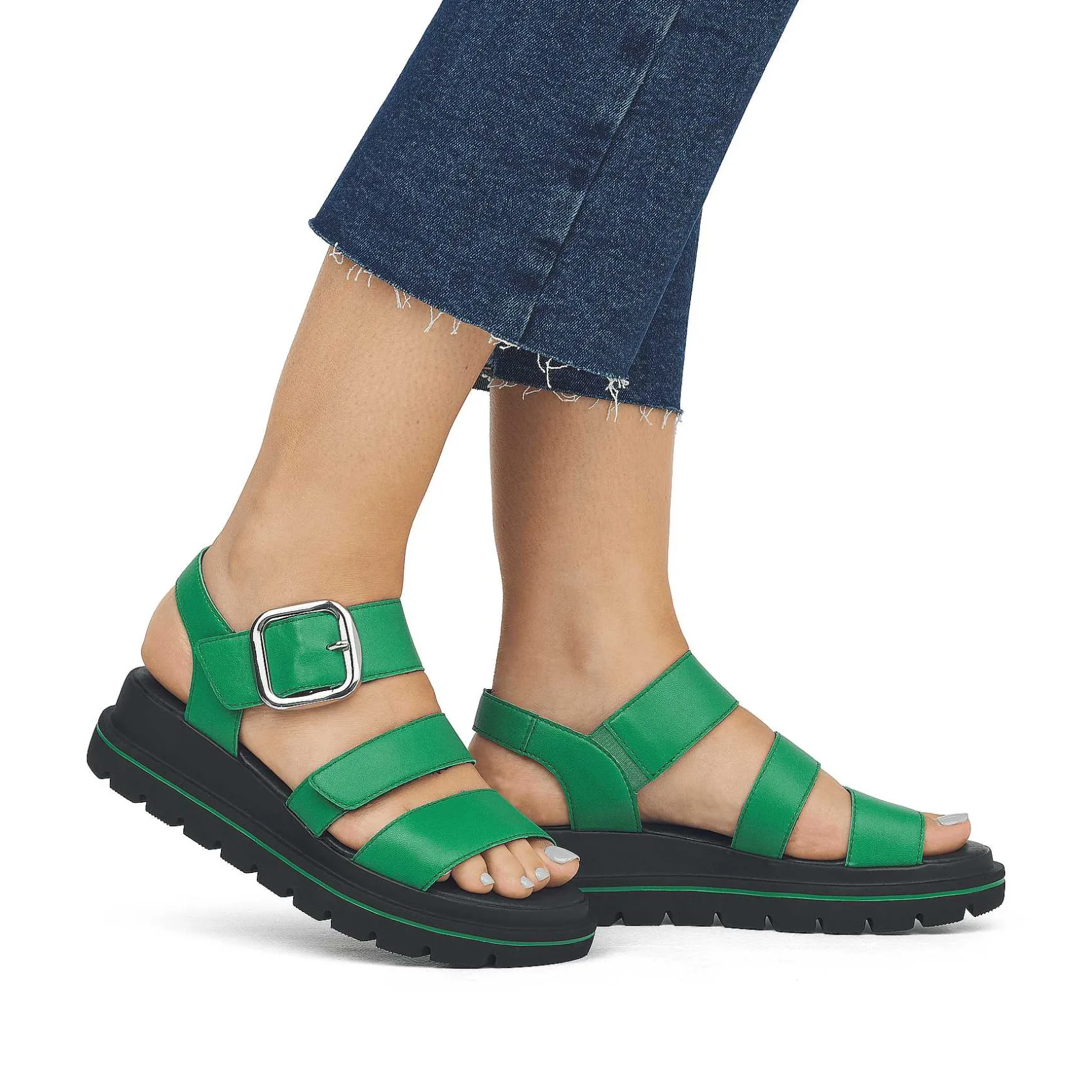 Rieker Colorful Styles-Women'S Strappy Sandals Emerald Green