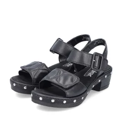 Rieker Heeled Shoes-Women'S Strappy Sandals Asphalt Black