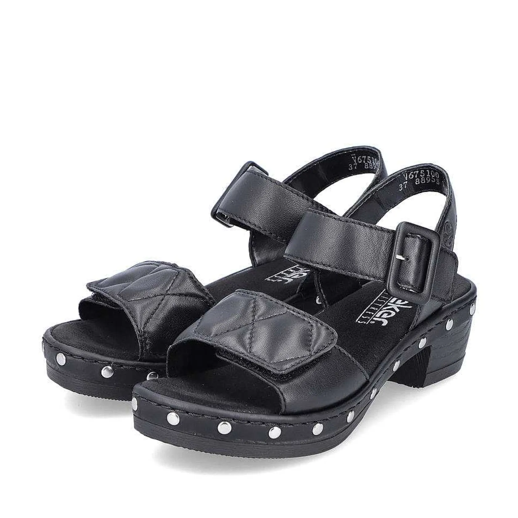 Rieker Heeled Shoes-Women'S Strappy Sandals Asphalt Black