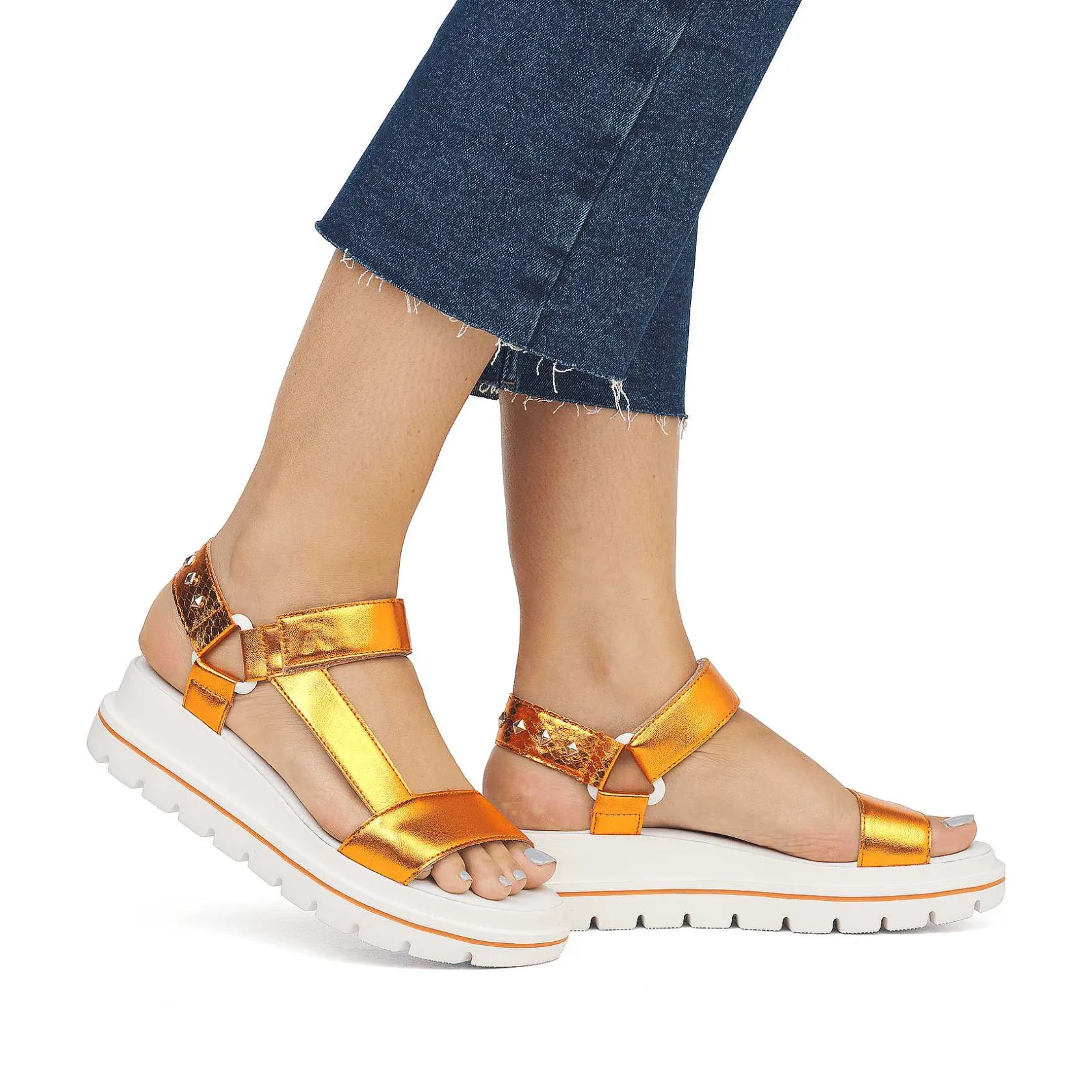 Rieker Colorful Styles-Women'S Strappy Sandals Amber