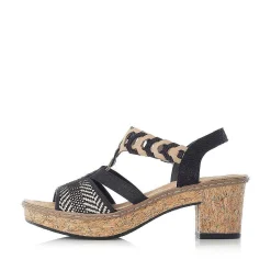 Rieker Heeled Shoes-Women'S Strappy Sandals Jet Black