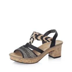 Rieker Heeled Shoes-Women'S Strappy Sandals Jet Black