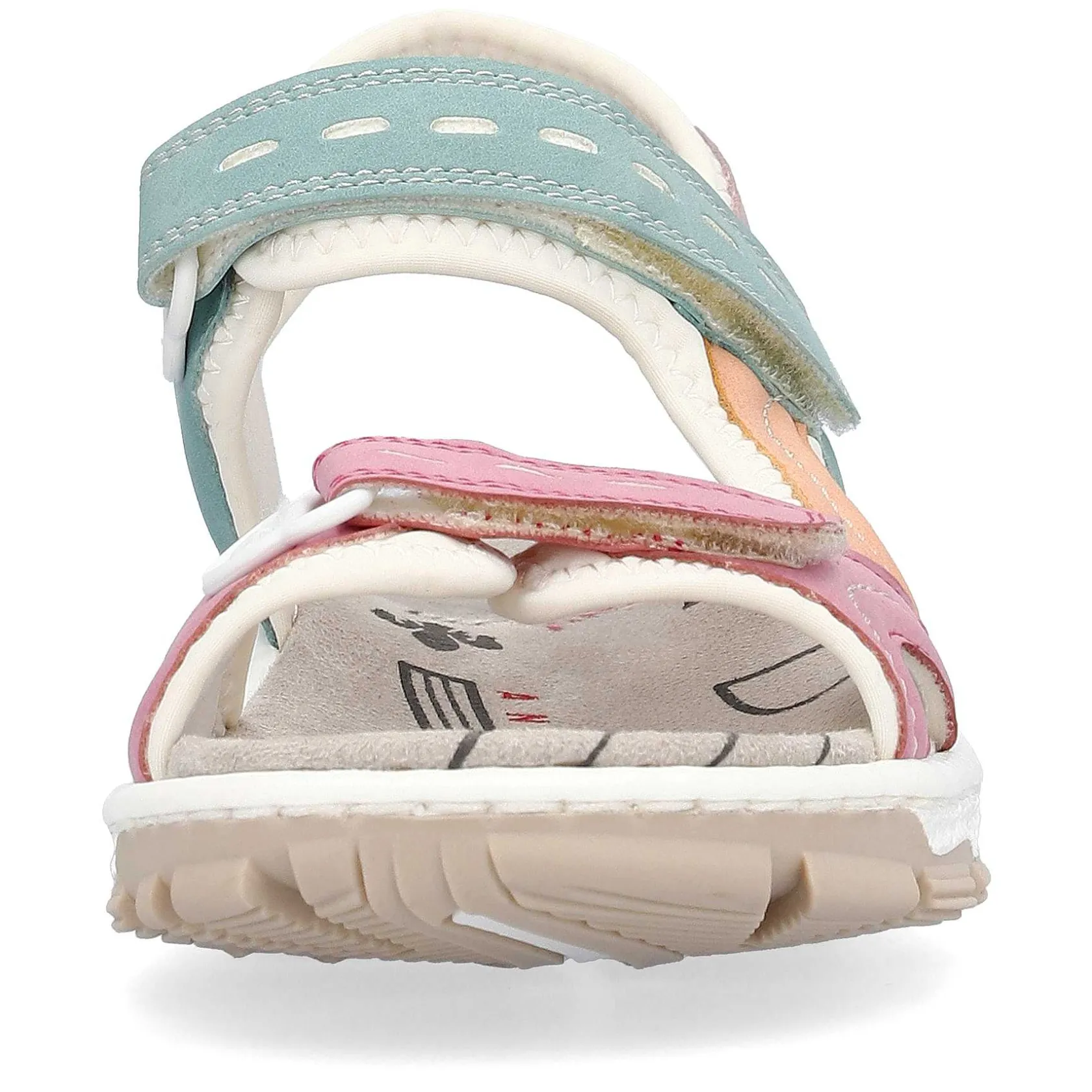 Rieker Colorful Styles-Women'S Trekking Sandals White-Multicolored