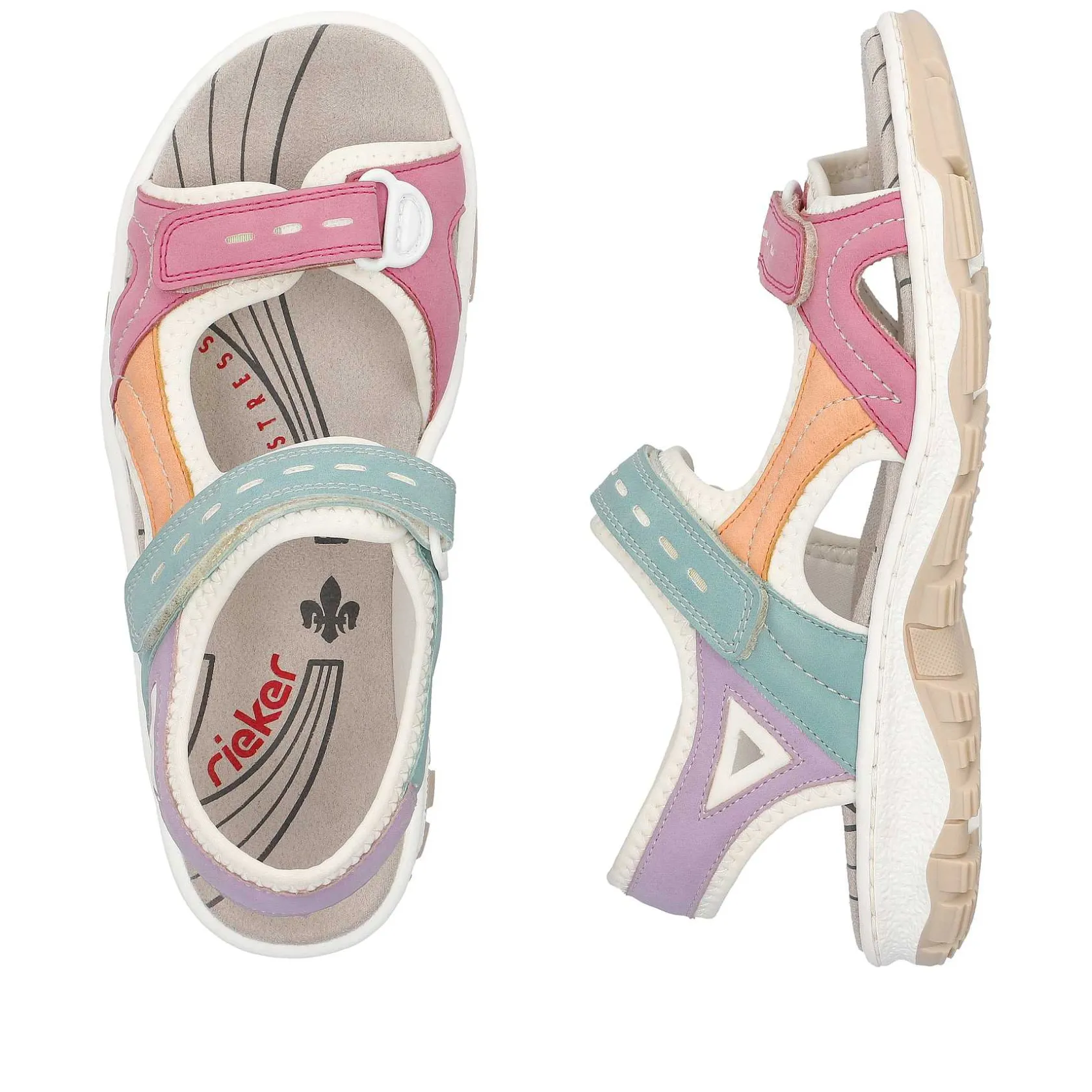 Rieker Colorful Styles-Women'S Trekking Sandals White-Multicolored