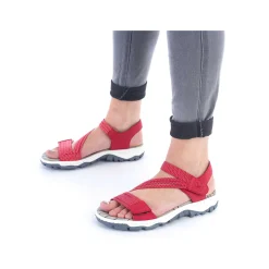 Rieker Colorful Styles-Women'S Trekking Sandals Cherry Red