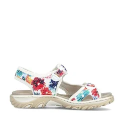 Rieker Colorful Styles-Women'S Trekking Sandals Floral-Pure White