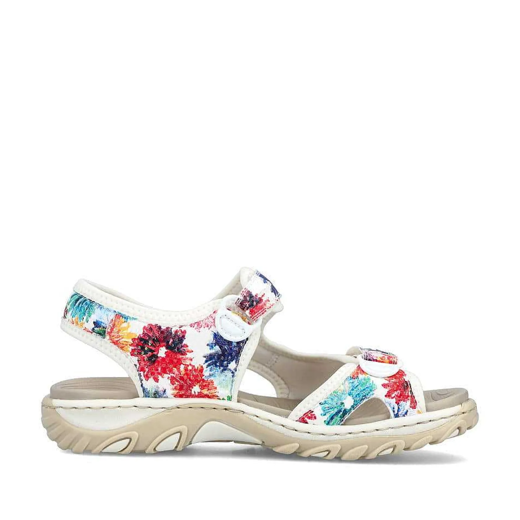 Rieker Colorful Styles-Women'S Trekking Sandals Floral-Pure White