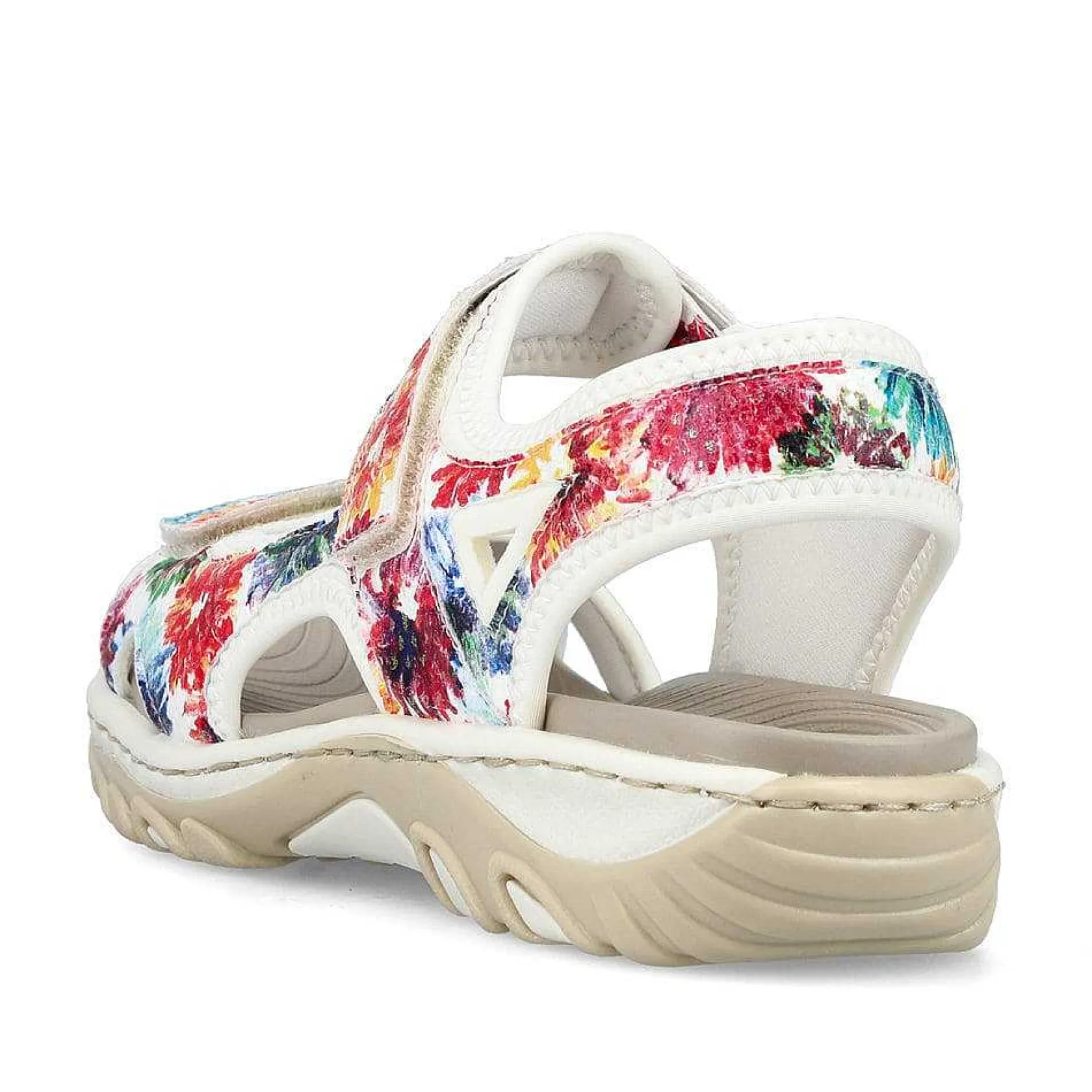 Rieker Colorful Styles-Women'S Trekking Sandals Floral-Pure White